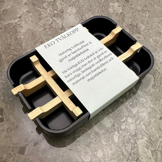 Svart Eko Tvålkopp – Naturlig Tvålkopp i Bambufiber & Majsstärkelse (4-pack)