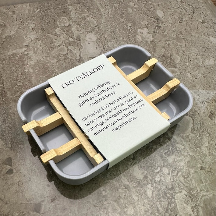 Grå Eko Tvålkopp – Naturlig Tvålkopp i Bambufiber & Majsstärkelse (4-pack)